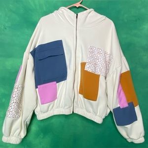 Urban Outfitters BDG color block zip up sweatshirt. Size Large
